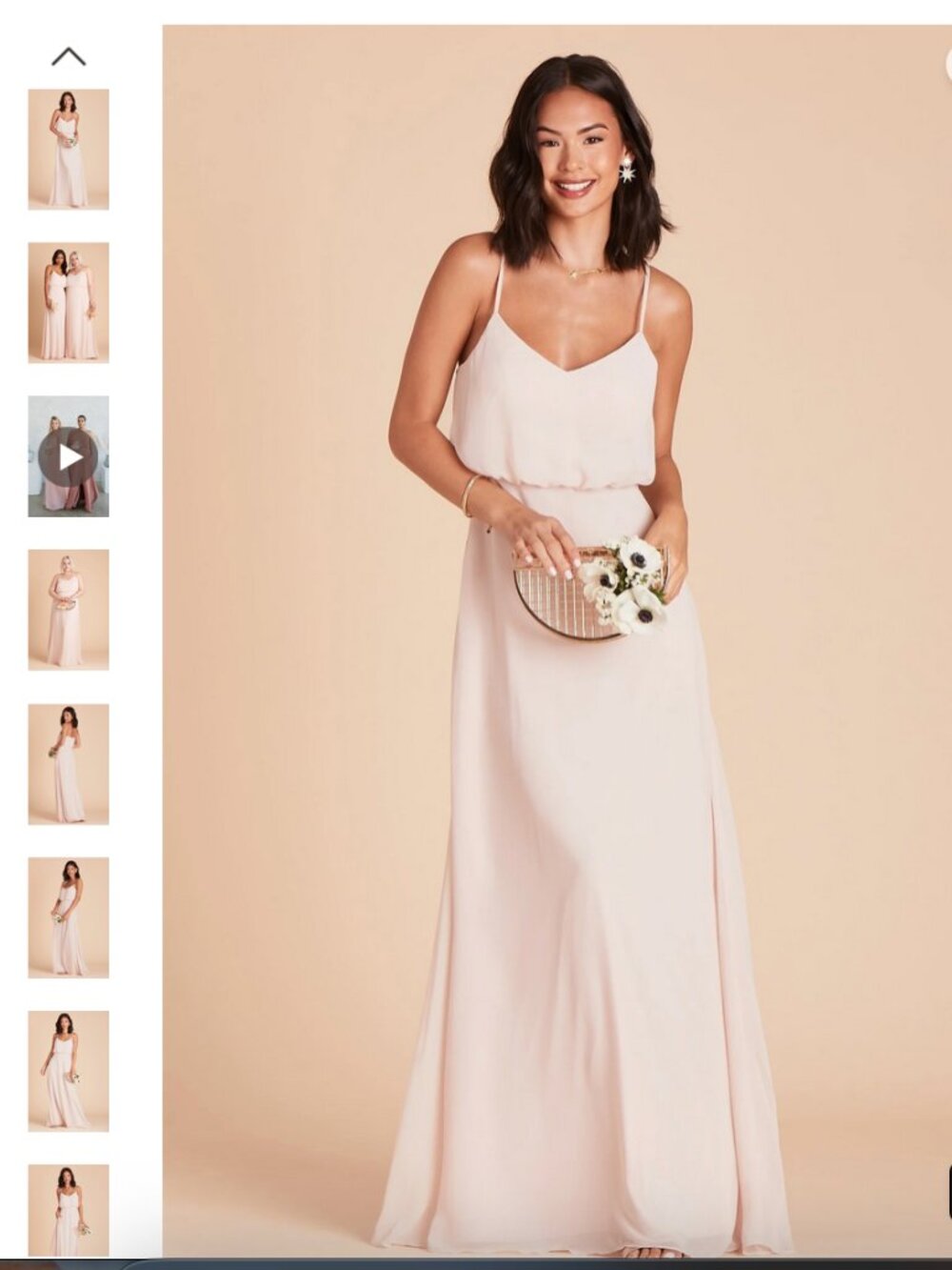 Birdy Grey Gwennie Dress in Pale Blush Chiffon Bridesmaid Dress Prom Sz M EUC